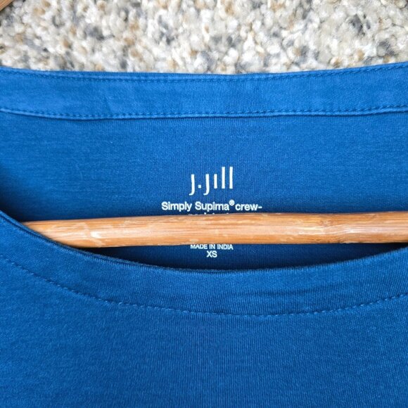 J Jill Top Womens XS Blue Oversized Simply Supima Crew Neck Tunic Drop Shoulder - Picture 6 of 7